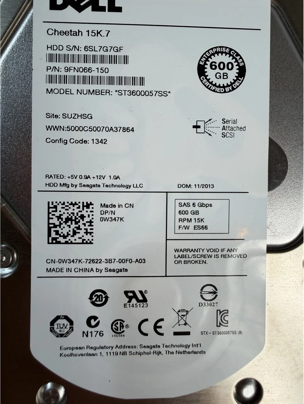 Dell SAS HDDs 6000GB (600GB x4) 15K for parts